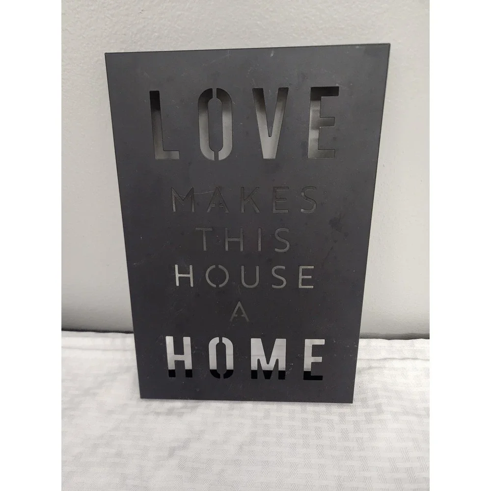 Black Metal Wall Art Love Makes This House A Home Stencil Cutout Sign Decor
